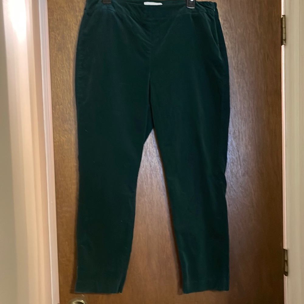 Talbots petit green cord pants with side zipper sz 14P